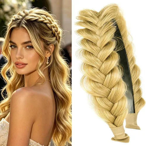 Vista 12 de Diadema Ancha Trenzada Aro Accesorios de Moda para el Cabello Banda Elástica Antideslizante para Mujeres y Niñas (Color Bronce Antiguo)