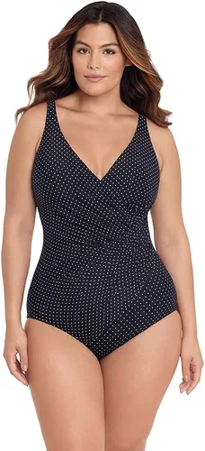 Vista 7 de Miraclesuit Traje de baño de una pieza para mujer, talla grande, diseño de punto de pin, Oceanus
