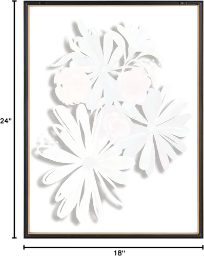 Vista 7 de Kate and Laurel Blake Flowers on Glass 2 flores enteras enmarcadas arte de pared de vidrio impreso por Jessi Raulet de Ettavee, oro de 18 x 24