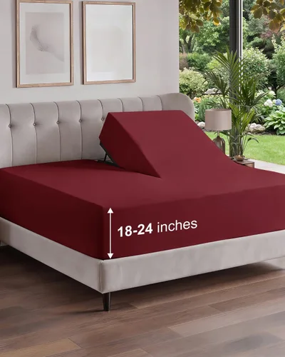 Vista 86 de Sábana bajera ajustable extra profunda Twin XL – Sábana bajera individual de lujo de hotel solamente – Se adapta fácilmente a colchones de 18 a 24