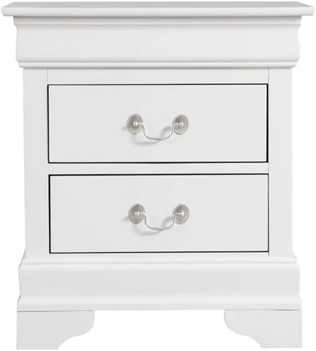 Vista 4 de Glory Furniture Louis Phillipe - Mesita de noche con 2 cajones, color blanco