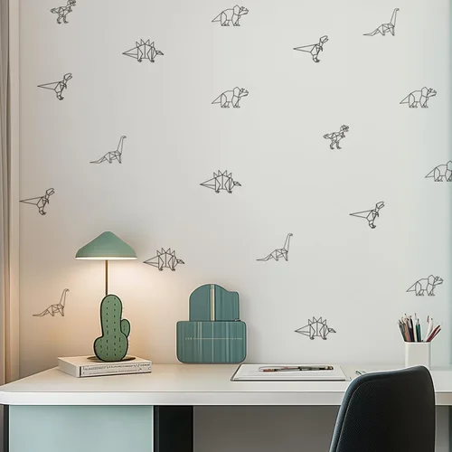 Vista 7 de Calcomanías de pared de dinosaurio, calcomanías de animales para dormitorio, decoración extraíble, cuarto de bebé, habitación de los niños, murales