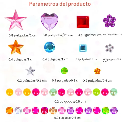 Vista 2 de 880 piezas de pegatinas de gemas con diamantes de imitación para manualidades - Pegatinas autoadhesivas de joyas, pegatinas de gemas acrílicas