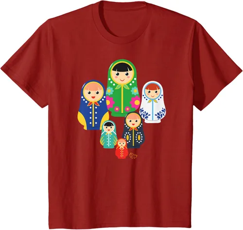 Vista 56 de Matryoshka Russian Nesting Dolls, Rusia - Camiseta de regalo, Azul / Patchwork, S