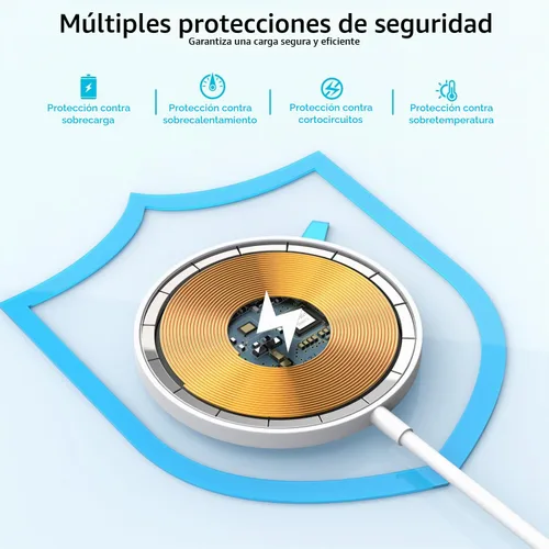 Vista 3 de Cargador inalámbrico magnético para iPhone, 2 paquetes de 6 pies [Certificado Apple MFi] Cable de cargador Mag-Safe magnético inalámbrico con bloque