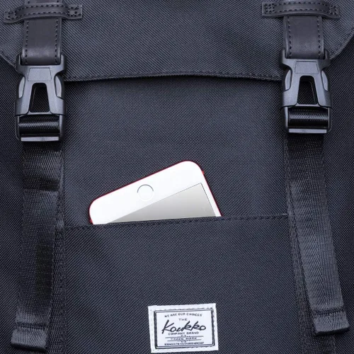 Vista 7 de KAUKKO Mochila de poliéster casual vintage y mochila de cuero (KS12-NEGRO)