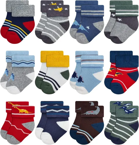 Vista 9 de RATIVE Baby Socks Soft Terry Turn Cuff For Newborns (0-6 Months)