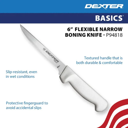 Vista 4 de Dexter-Russell P94818 Basics 31614 Cuchillo de deshuesar, hoja de acero de alto carbono de 152 mm, libre de manchas, flexible y estrecha, mango