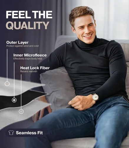 Vista 4 de Thermajohn Thermal Shirts for Men Long Sleeve Thermal Compression Shirts for Men Base Layer Cold Weather