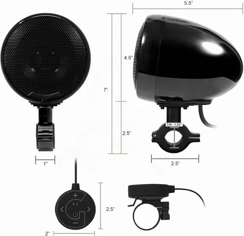 Vista 5 de GoHawk - Altavoces Bluetooth para motocicleta, sistema de audio de radio impermeable Built-in Amplifier, 4.5" Full-range Speakers, USB AUX, Great