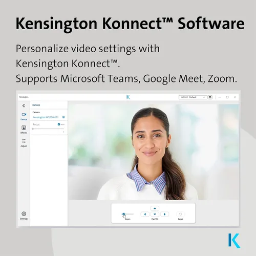 Vista 6 de Kensington Cámara web W2050 Pro 1080p Auto Focus Pro con micrófono estéreo dual para videoconferencias, control de software, obturador