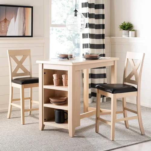Vista 2 de SAFAVIEH Home Everest - Juego de 3 estantes de almacenamiento de madera lavada, color blanco lavado