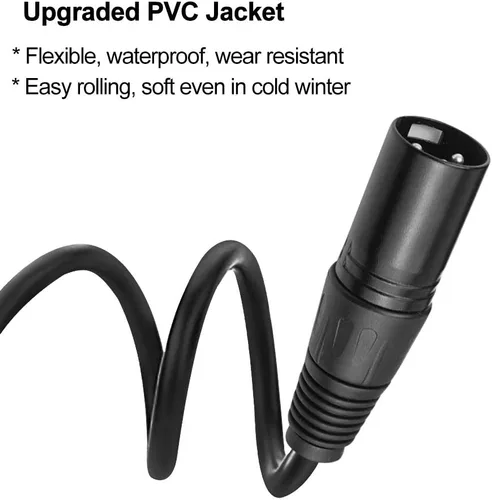 Vista 5 de Cable DMX de 10 pies / 10.0 ft, 4 paquetes de cables DMX de 3 pines, cables DMX, DMX512 XLR macho a hembra cable de señal de luz de escenario