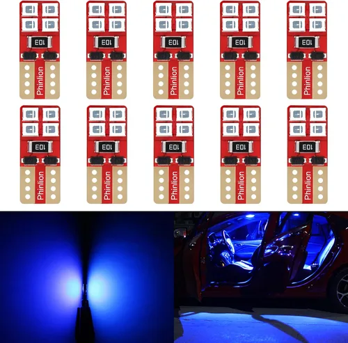 Vista 16 de PHINLION 12V T10 168 194 Bombillas LED amarillas ámbar, súper brillantes, miniatura 2835 8-SMD, cuña 12961 12396 para luces interiores de coche