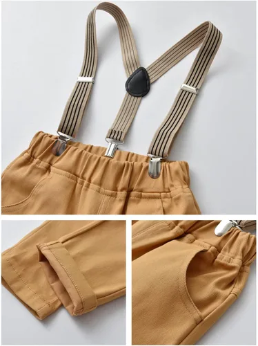Vista 7 de Toddler Dress Suit Baby Boys Clothes Sets Bowtie Shirts Suspenders Pants 4pcs Gentleman Outfits Suits 6 Month 6 Years