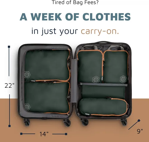 Vista 6 de TRIPPED Travel Gear Compression Packing Cubes for Travel - Luggage and Backpack Organizer Packaging Cubes for Clothes