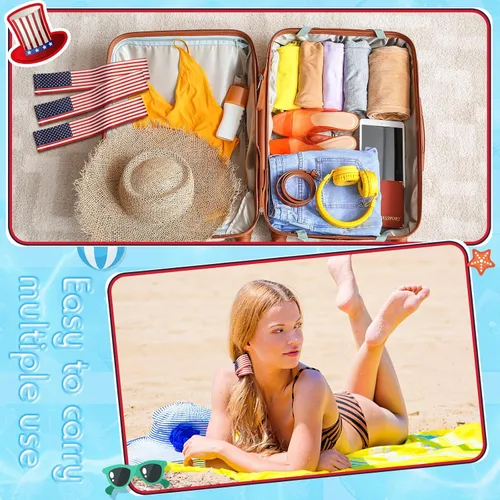Vista 4 de Boao 4 paquetes de bandas de toalla para silla de playa, esenciales para piscina y crucero, elásticas y resistentes al viento, clips para toallas