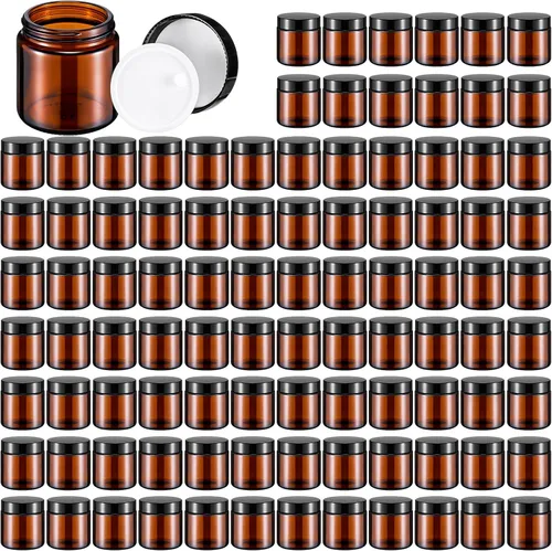 Vista 15 de Norme 24 Frascos de Vidrio de 4 oz con Tapas Herméticos Redondos a Prueba de Fugas Frascos Cosméticos Vacíos con Revestimientos Internos en la Tapa