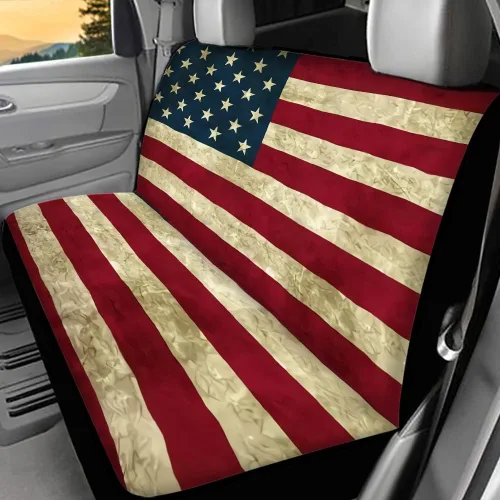 Vista 2 de AFPANQZ Funda protectora para asiento trasero de automóvil, con bandera patriótica estadounidense, solo para asiento trasero de automóvil, camión