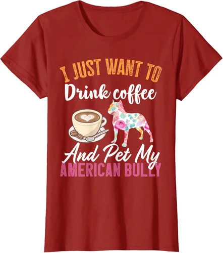 Vista 21 de I Just Want to Drink Coffee and Pet My American Bully Camiseta, Negro, S
