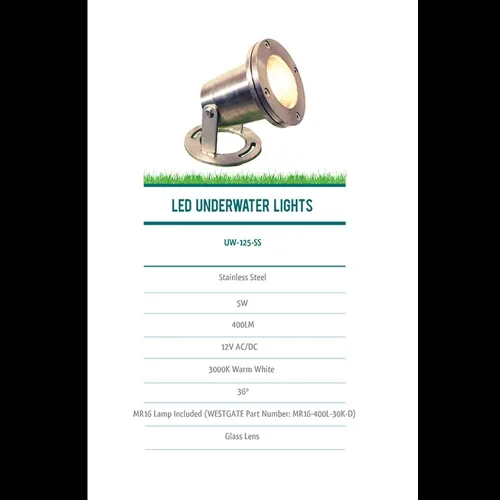 Vista 5 de Westgate Luz subacuática LED - Carcasa de acero inoxidable - Blanco cálido - Cable de plomo de 30 pies - Luz de jardín al aire libre