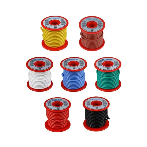 Vista 30 de BNTECHGO Carrete de alambre de silicona calibre 14 20 pies rojo y 20 pies negro flexible 14 AWG alambre de cobre estañado trenzado