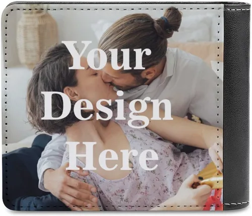 Vista 7 de Carteras personalizadas para hombres con tus fotos, billetera con imágenes personalizadas para hombres, marido, novio, papá, hijo, tío amigo, negro