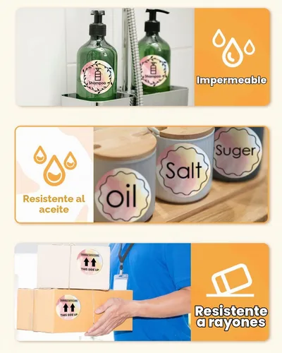 Vista 3 de Memoking 3” Color Circle Thermal Label, Self-Adhesive Round Sticker Label Gradiente