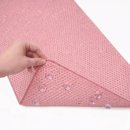 Vista 13 de Alfombra antideslizante para bañera, extragrande, de 36 x 17 pulgadas, con ventosas y orificios de drenaje, espuma suave, lavable a máquina