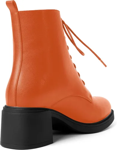 Vista 19 de ROSERWISH Botas altas de tacón bajo y grueso para mujer, con cordones, cómodas, modernas, con puntera redonda, de 2.5 pulgadas