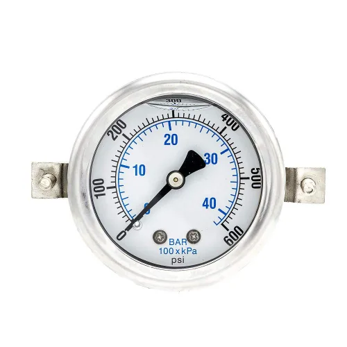 Vista 14 de PIC Gauges 203L-204M Medidor de presión relleno de glicerina con abrazadera en U con carcasa SS/bisel, internos de latón, lente de PC, dial de 2