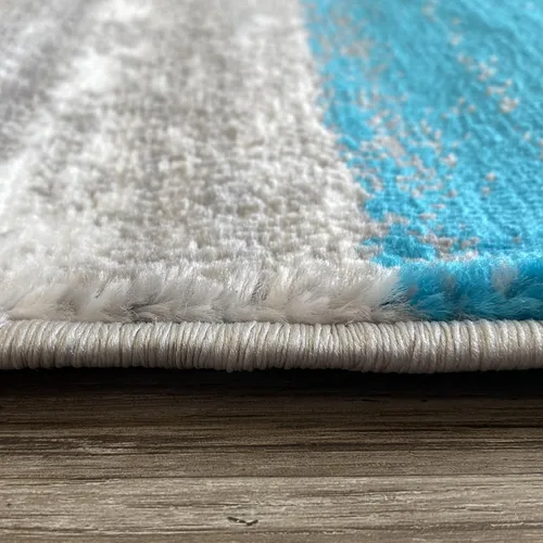 Vista 4 de LUXE WEAVERS Lagos Collection 9248 - Alfombra geométrica Art Deco turquesa de 2 x 3 pulgadas Pelo mediano, resistente a las manchas