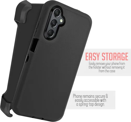 Vista 4 de Jackpotwireless - Funda para Samsung Galaxy A24 4G, de cuerpo completo, resistente, giratoria, con clip para cinturón, funda de doble capa, soporte