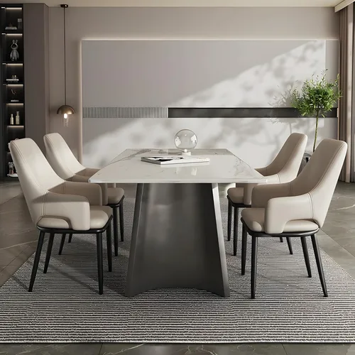 Vista 6 de Juego de 2 sillas de comedor modernas, sillas de metal con costuras y patas de metal, sillas de cocina modernas tapizadas de piel sintética, silla