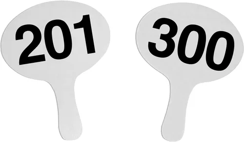 Vista 16 de 1-40, 0.079 in Cartonplast, Better Bidders Oval Shape Auction Paddle Set, 1-Piece White Plastic Fans (1-40) Q=40, (línea "BasicPRO")