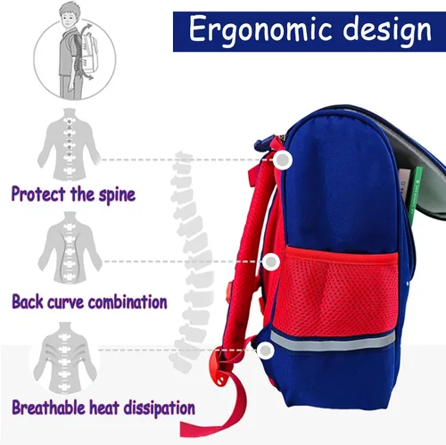 Vista 3 de IHZZ Mochila para niños para la escuela, mochila para niños con bolsa de almuerzo y estuche para lápices, mochila de astronauta para niños, mochila