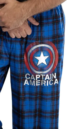 Vista 3 de Marvel - Pantalones de pijama a cuadros con logotipo del Capitán América