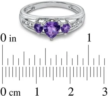 Vista 2 de Lavari - Anillo de plata de ley de 0,60 quilates con triple corazón púrpura amatista 018 quilates