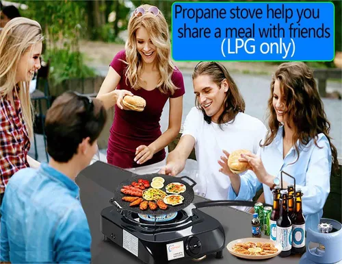 Vista 7 de Horynar Estufa de propano de un solo quemador con manguera LPG CSA de 13,000 BTU con quemador de propano único, protección de interruptor