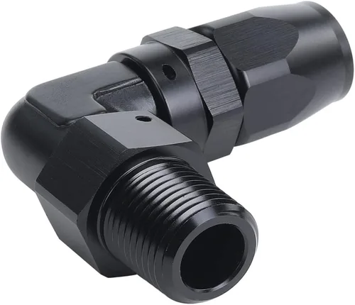 Vista 2 de AC PERFORMANCE 90 grados macho 1/2 "NPT giratorio a -8 AN manguera extremo montaje aluminio negro Swivel hose end adapter