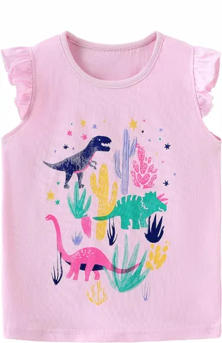 Vista 3 de Conjunto de ropa de verano para niña, 100% algodón, camisa y pantalones cortos, con apliques de dibujos animados