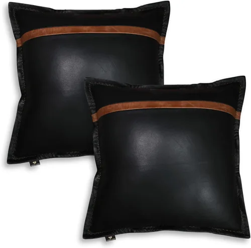 Vista 111 de Funda de almohada de cuero de cordero 100% cuero de cordero – Funda de cojín para sofá – Fundas decorativas para sala de estar y dormitorio, cuero