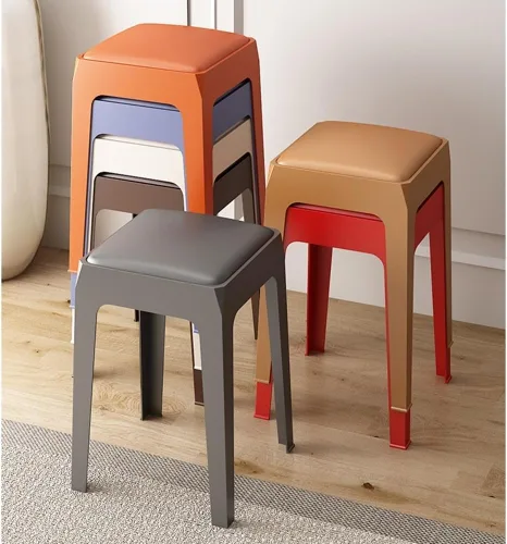 Vista 4 de ZJIEX Taburetes de bar modernos de plástico para mostrador, silla de isla de cocina sin brazos, taburete de encimera sin espalda, taburetes
