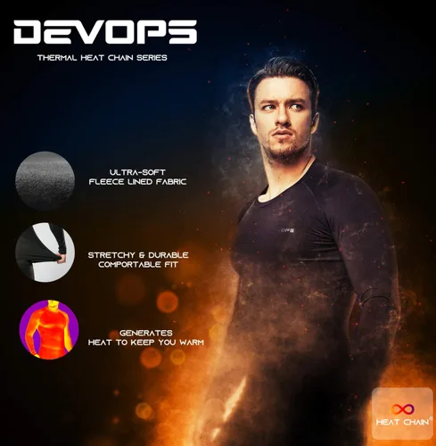 Vista 5 de DEVOPS Conjunto de ropa interior térmica para hombre con forro polar