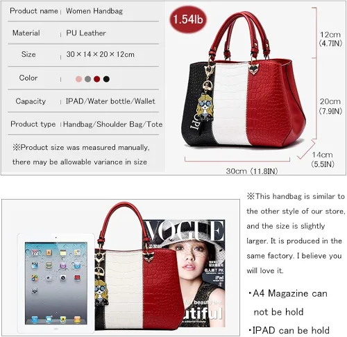 Vista 2 de Bolsos de mano para mujer, bolsos de mano de piel sintética para mujer