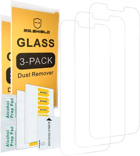 Vista 2 de Mr.Shield Protector de pantalla compatible con iPhone 14 Plus y iPhone 13 Pro Max [6.7 pulgadas] Protector de pantalla de vidrio templado