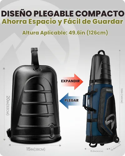 Vista 5 de Bolsas de viaje de golf OutdoorMaster para aerolíneas con ruedas y parte superior de caja rígida, protegen los palos de golf, ligeras y fáciles