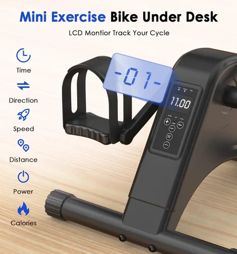 Vista 3 de Under Desk Bike Pedal Exerciser for Seniors, 12-Level Electric Mini Exercise Bike with LCD, Quiet Motorized Arm & Leg Pedaler for Seniors