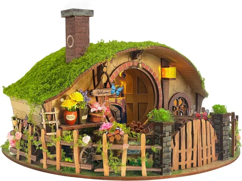 Vista 12 de Kit de manualidades para rincón de lectura DIY - Kit de casa en miniatura estilo navideño para estanterías, rompecabezas de madera 3D con cubierta