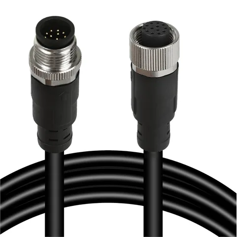 Vista 10 de Cable conector hembra doble M12 de 4 pines – Cable de extensión de sensor impermeable industrial, cable de señal seguro codificado A